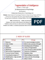 Theory of Fragmentation of Intelligence: Towards Advancement of Psychology