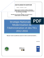 Stratégie Nationale de la Modernisation de l'Administration et des TICs de la Mauritanie 2012-2016