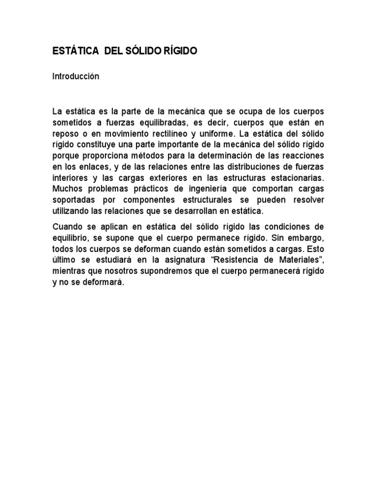 Estática Del Sólido Rígido | PDF | Fuerza | Ciencias fisicas