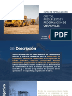 Curso especialización costos obras viales