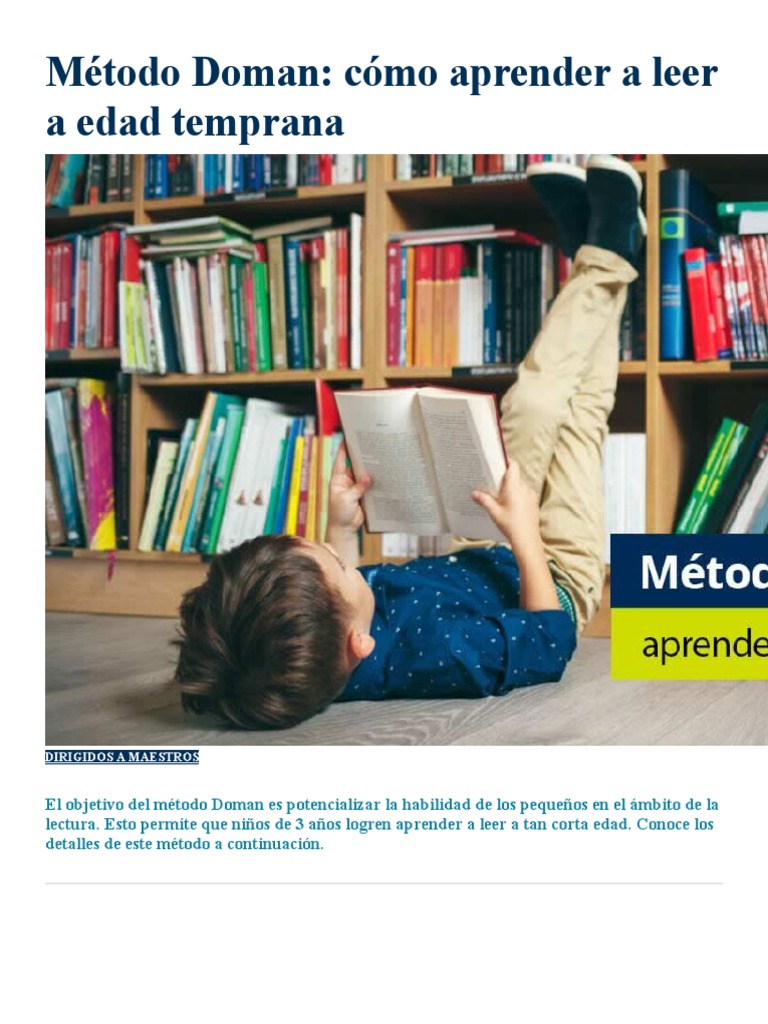 Método Doman | PDF | Aprendizaje | Educación de la primera infancia