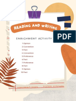 Reading and Writing: Enrichment Activity #1