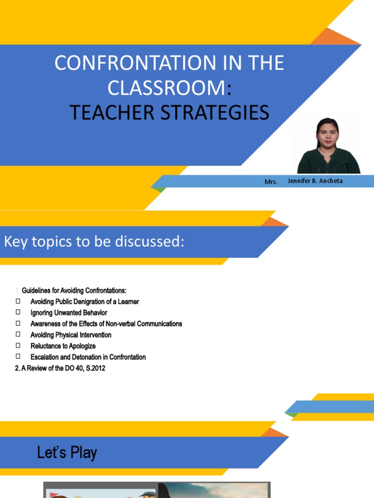 Classroom Confrontation: Teacher Strategies | PDF | Nonverbal ...