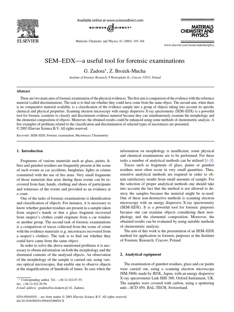 SEM-EDX-a Useful Tool For Forensic Examinations | PDF | Energy ...
