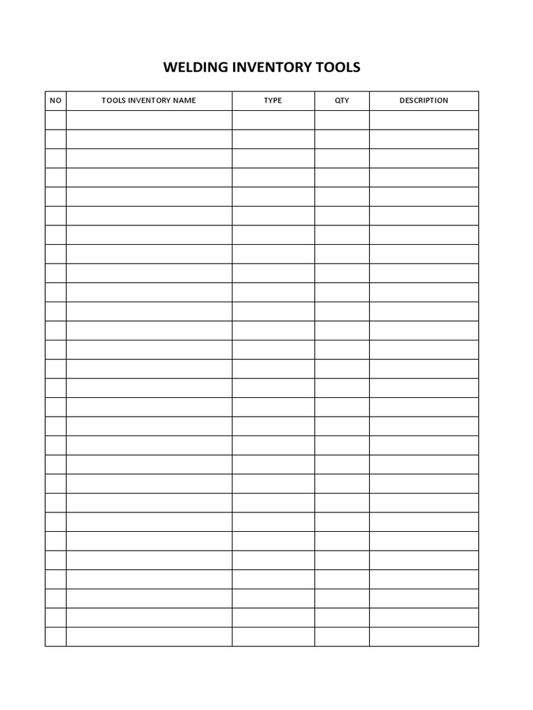Welding Inventory Tool and Consumable PDF