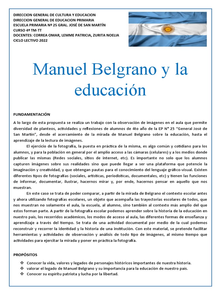 Belgrano y La Educación | PDF | Educación primaria | Salón de clases
