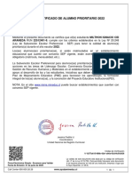 Certificado de Alumno Prioritario 2022: ARANEDA RUN 22512401-9, Cumple Con Los Criterios Establecidos en La Ley #20.248