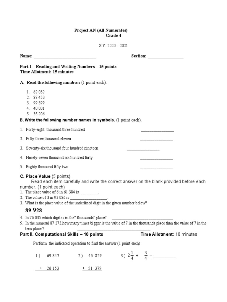 Grade 4 Math Assessment Guide | PDF | Mathematics