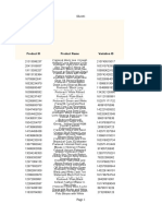 Sheet1: Product ID Product Name Variation ID