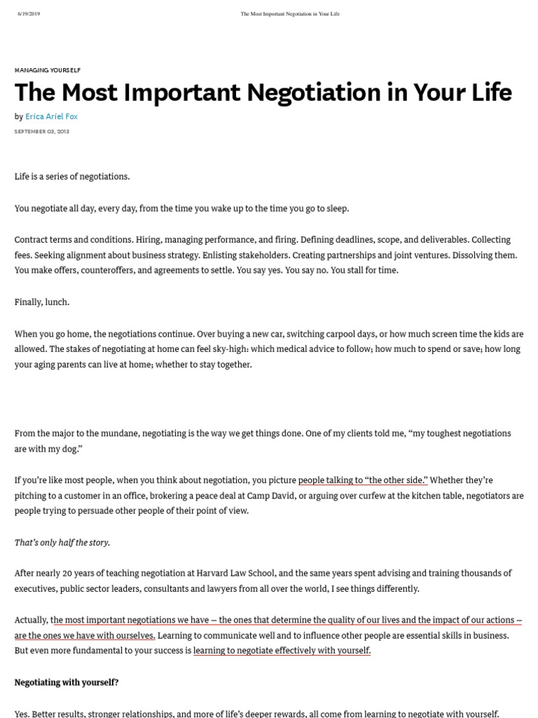 Mastering Self-Negotiation Skills | PDF | Negotiation | Monetary Policy