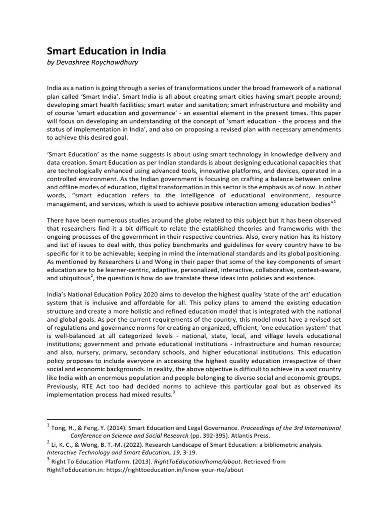 Smart Education Initiatives in India | PDF | Schools | Preschool
