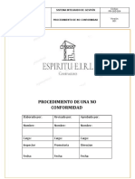 Procedimiento de Salida No Conforme Espiritu E.I.R.L.