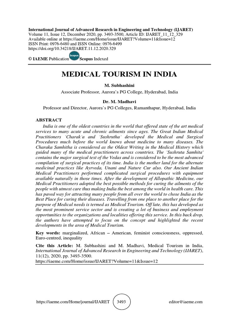 MEDICAL TOURISM IN INDIA PDF Tourism Health Care