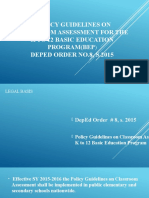 Policy Guidelines On Classroom Assessment For The K To 12 Basic Education Program (Bep