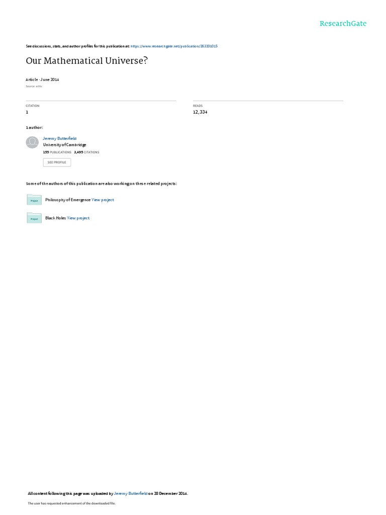 Our Mathematical Universe June 2014 Pdf Inflation Cosmology