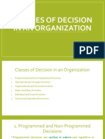 Classes of Decision in an Organization