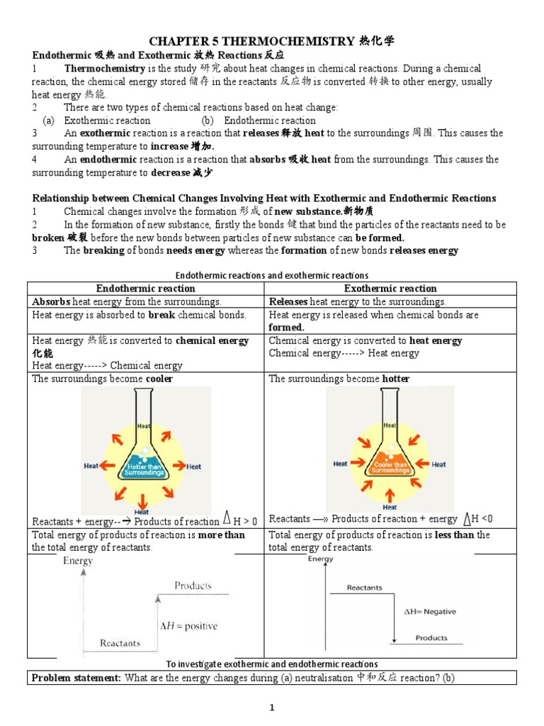 An Investigation of Energy Changes During Exothermic and Endothermic