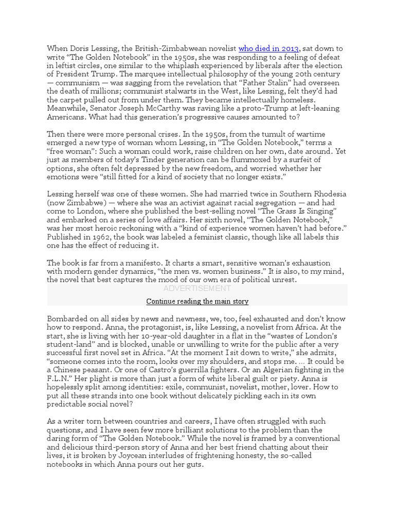 Dorris Lesson The Golden Notebook PDF