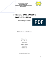 Writing For Policy Formulation Aquino Finals
