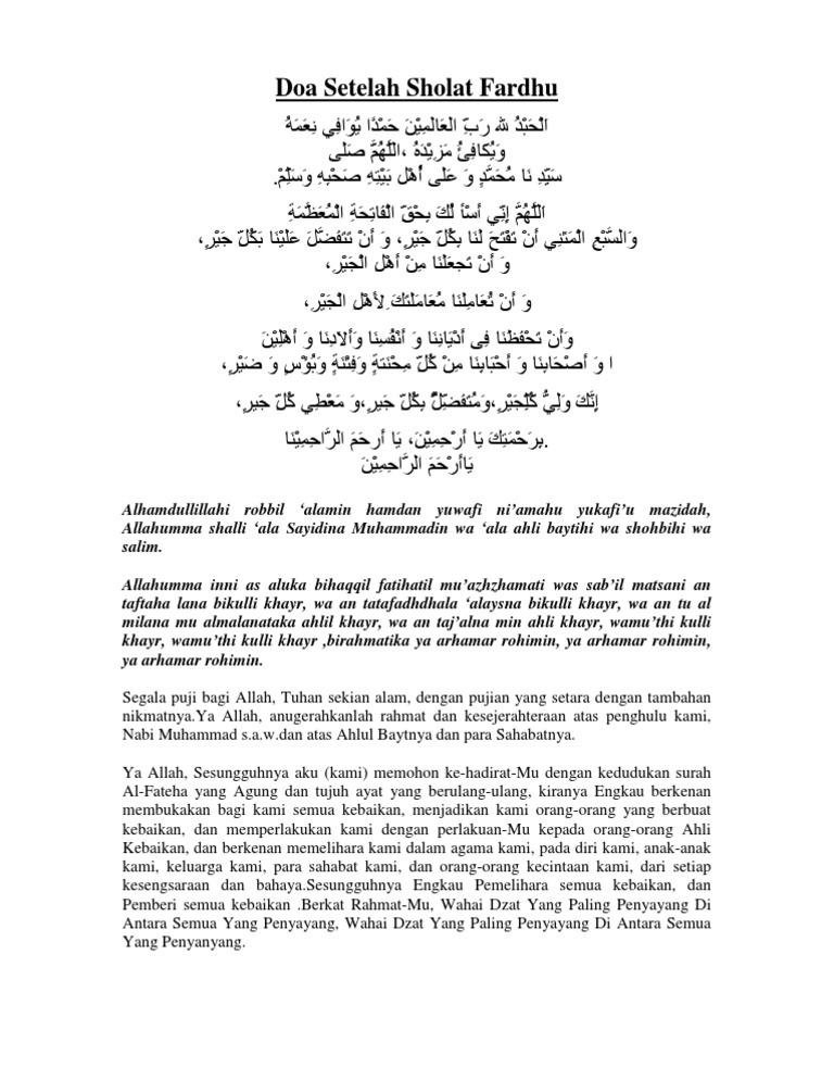 Doa Setelah Sholat Fardhu