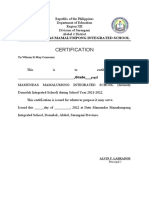 Certification: Datu Mamundas Mamalumpong Integrated School