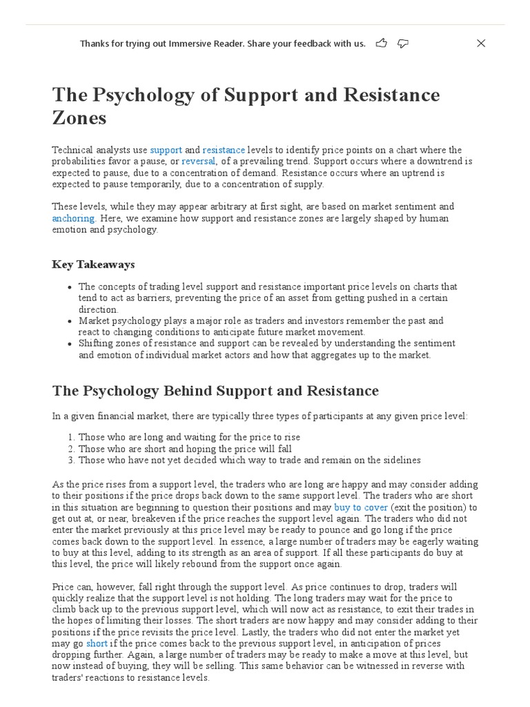 The Psychology of Support and Resistance Zones | PDF | Technical Analysis |  Prices