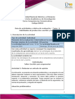 Guía de Actividades y Rúbrica de Actividades - Unidad 3 - Tarea 4 - Habilidades de Producción Escribir y Hablar