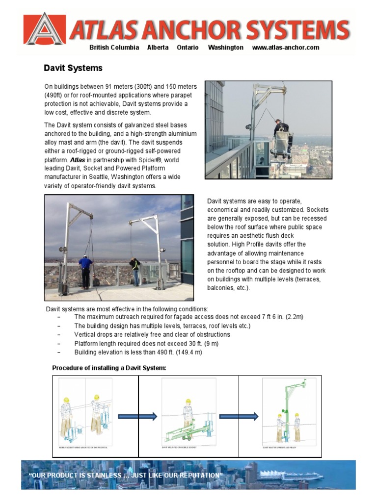 Overview of Davit Systems for Buildings | PDF | Roof | Stainless Steel
