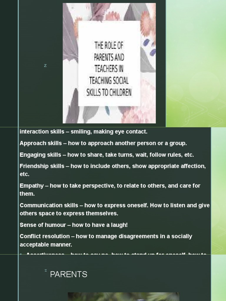 Roles of Parents and Teachers | PDF