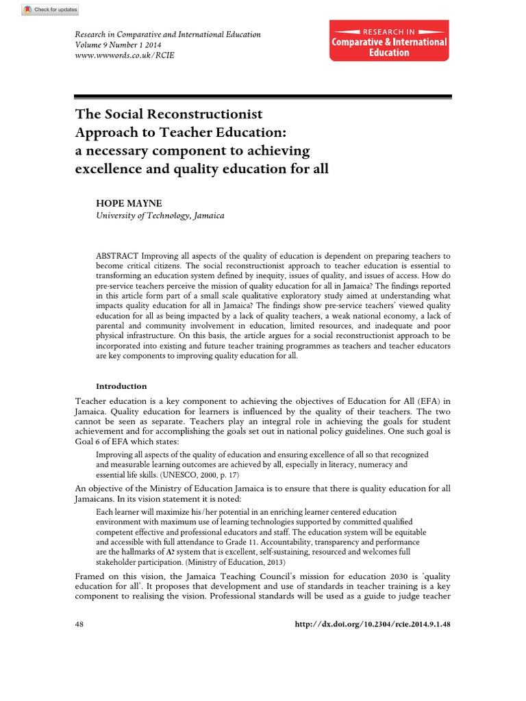 3 - Social Reconstructionism in Teacher Education | PDF | Teachers ...