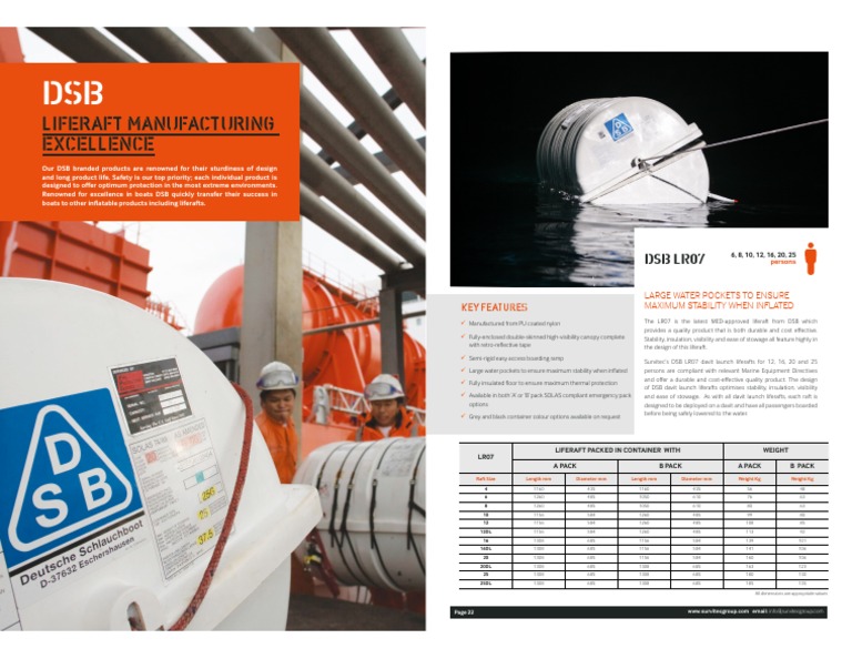 DSB LR07 Liferaft Overview and Specs | PDF | Manufactured Goods | Equipment