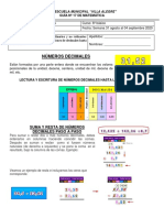 GUIA #17 6º MATEMÁTICA Suma y Resta de Numeros Decimales