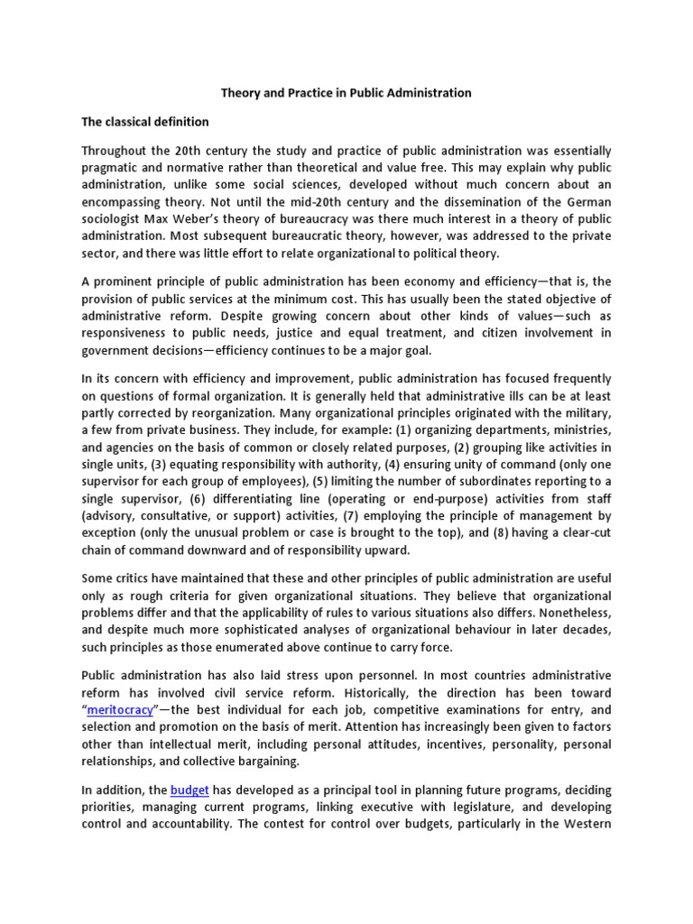 Public Administration Theory Overview | PDF | Public Administration ...