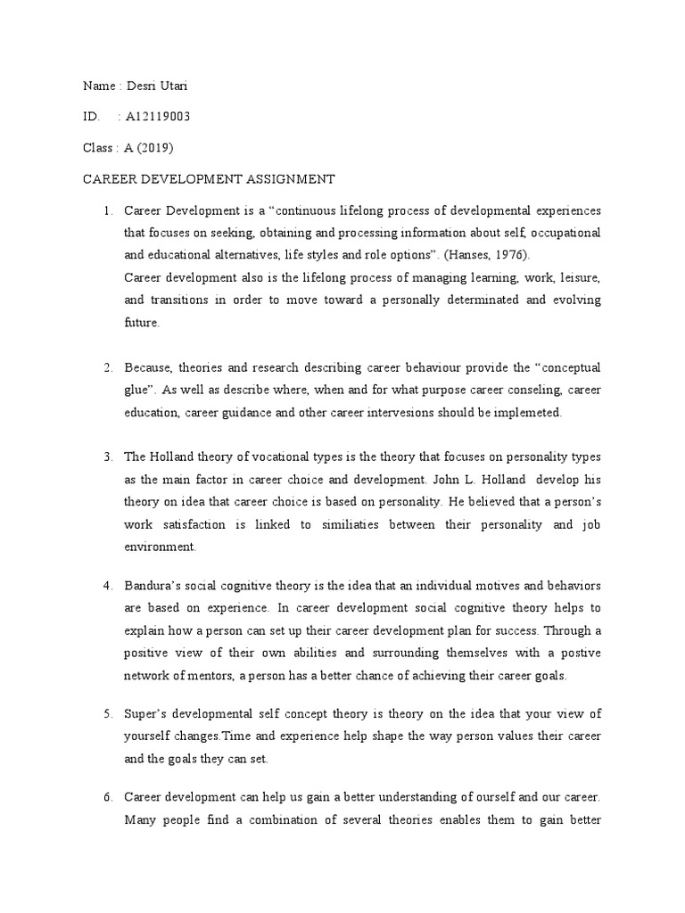 Career Assignment | PDF | Career & Growth | Self-Improvement