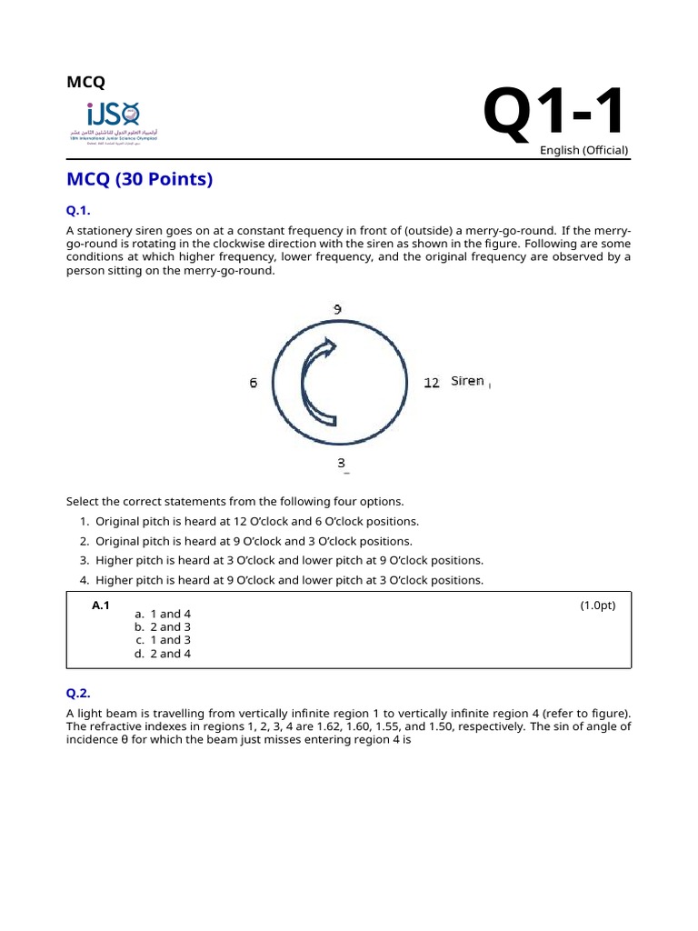 IJSO 2021 MCQ PreviousYearQuestion Paper | PDF | Inductor | Meiosis