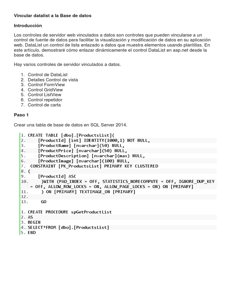 Vinculación de DataList en ASP.NET | PDF | Ciencias de la Computación ...