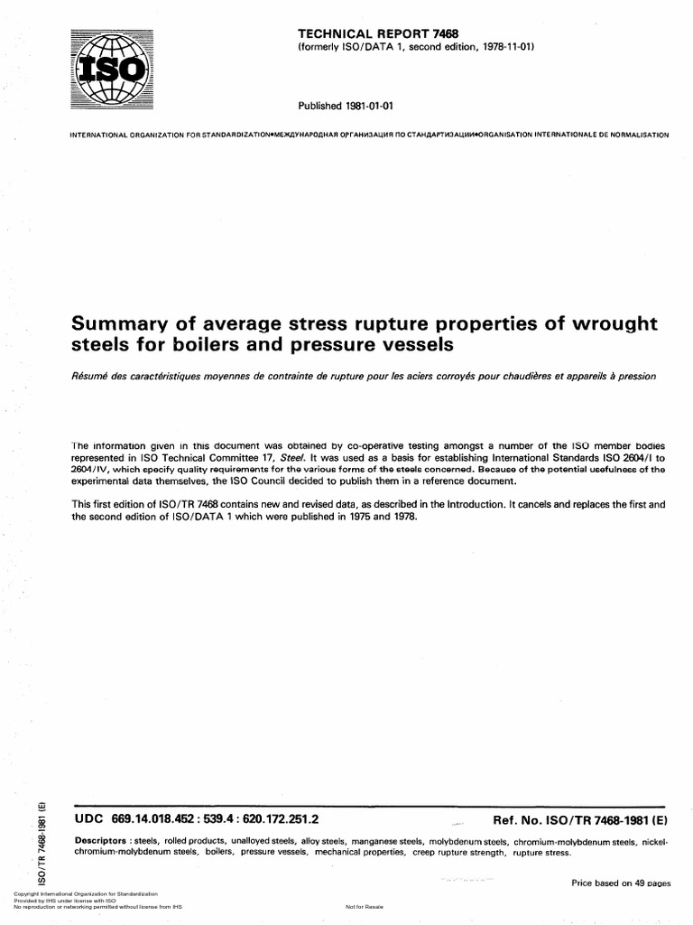 Iso TR 7468 - 78 | PDF | International Organization For Standardization ...