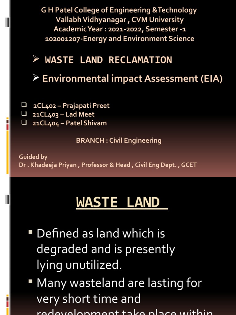 Waste Land Reclamation Environmental Impact Assessment (EIA) PDF