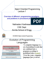 15CSE202 Object Oriented Programming: Overview of Different Programming Paradigms and Problems in Procedural Paradigm
