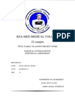 Kea-Med Medical College 22 Campus: Title: Family Planning Project Work Surgical Contraceptive Individual Assignment