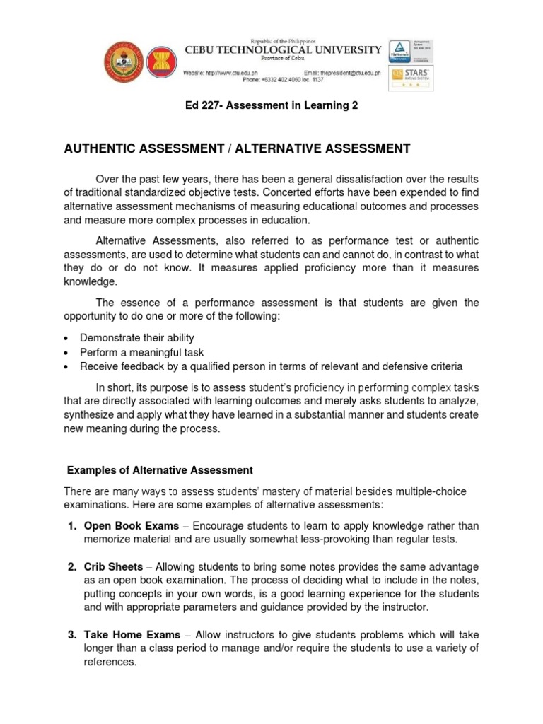 Alternative Assessment Strategies in Education | PDF | Educational ...