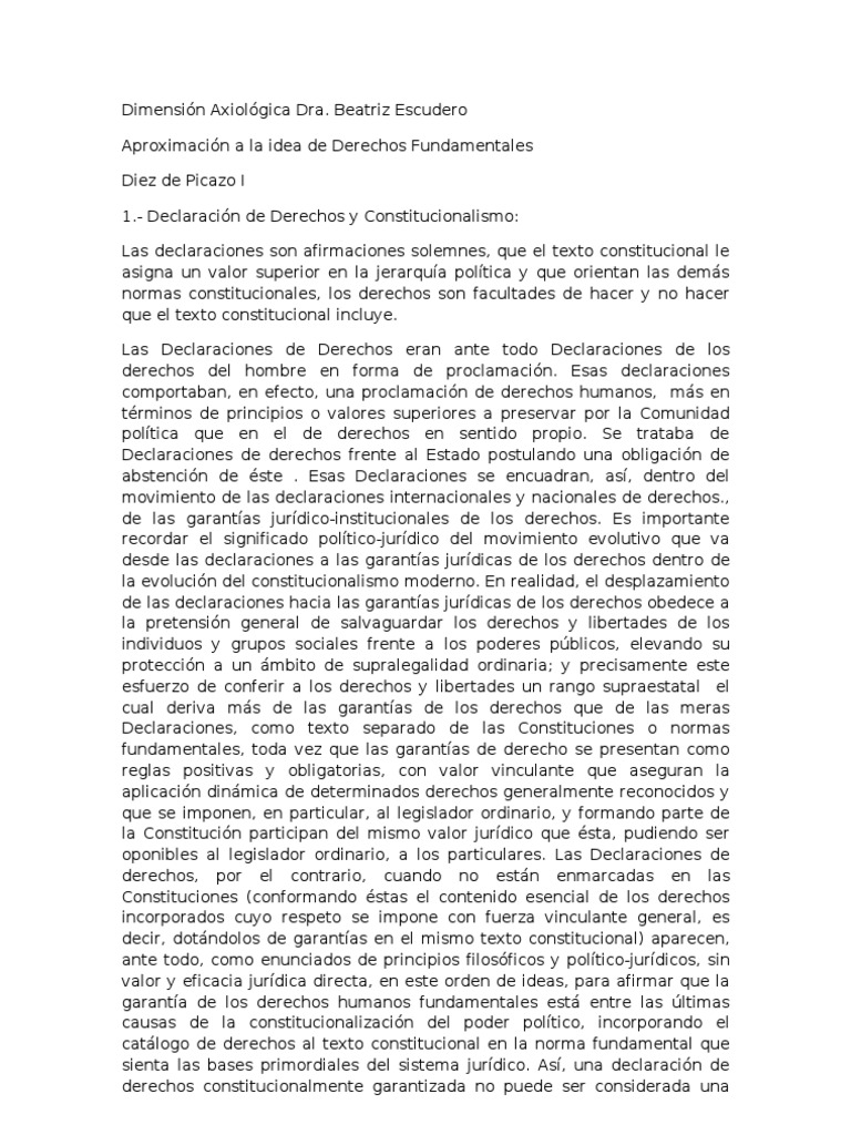 Dimensión Axiológica Dra 1 Derecho Constitucional Derechos
