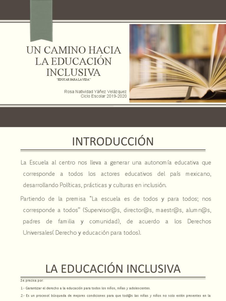 Camino hacia la Educación Inclusiva | PDF | Inclusión (Educación ...