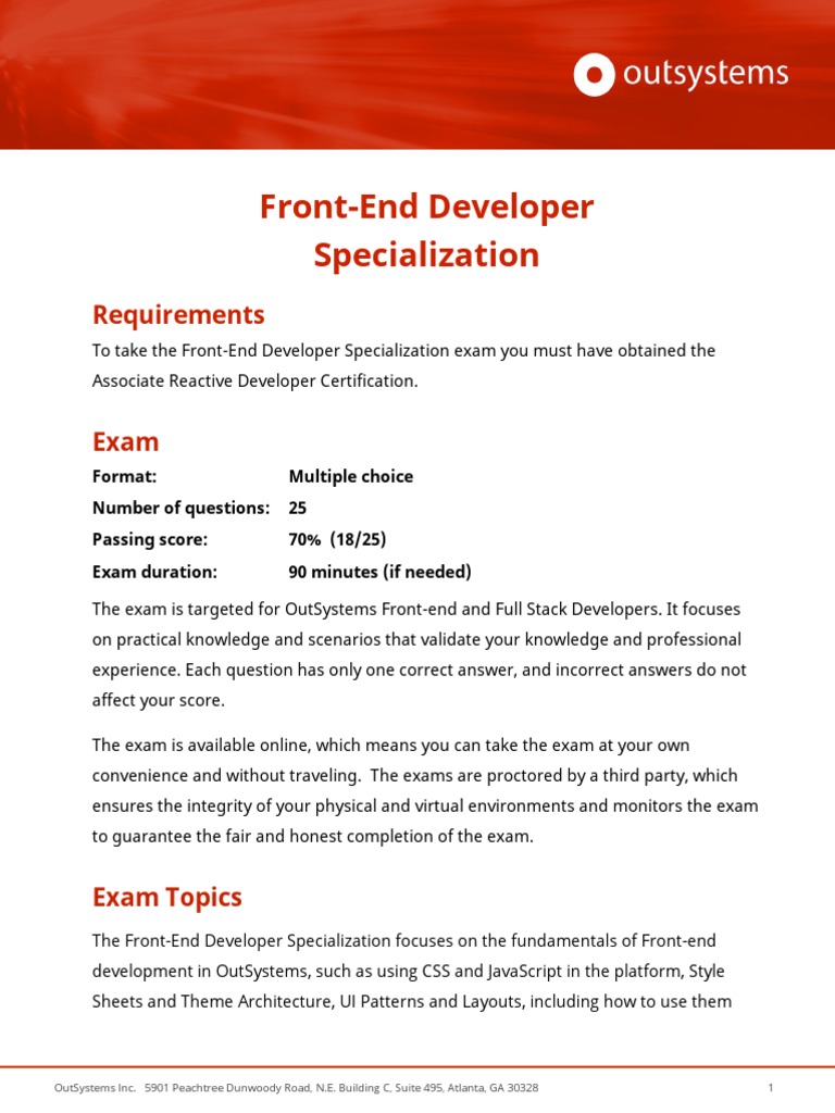 OutSystems Front-End Developer Exam Guide | PDF | Test (Assessment ...