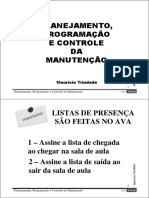 Planejamento, Programação e Controle da Manutenção