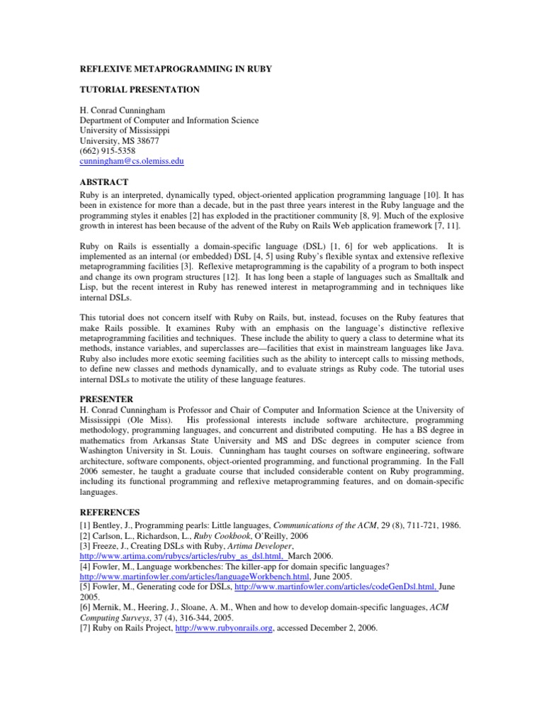 Reflexive Metaprogramming in Ruby | PDF | Ruby (Programming Language ...