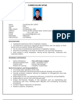 CV for Hospitality Industry Professional