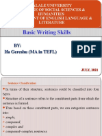 Basic Writing Skills: BY: Ifa Gereshu (MA in TEFL)