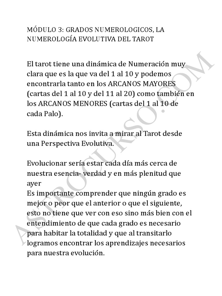 Numerología Evolutiva en el Tarot | PDF | Evolución