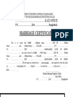 English Marriage Certificate Template BD